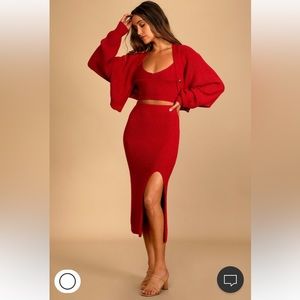 More the merrier red knit three piece sweater dress from Lulu’s- BRAND NEW